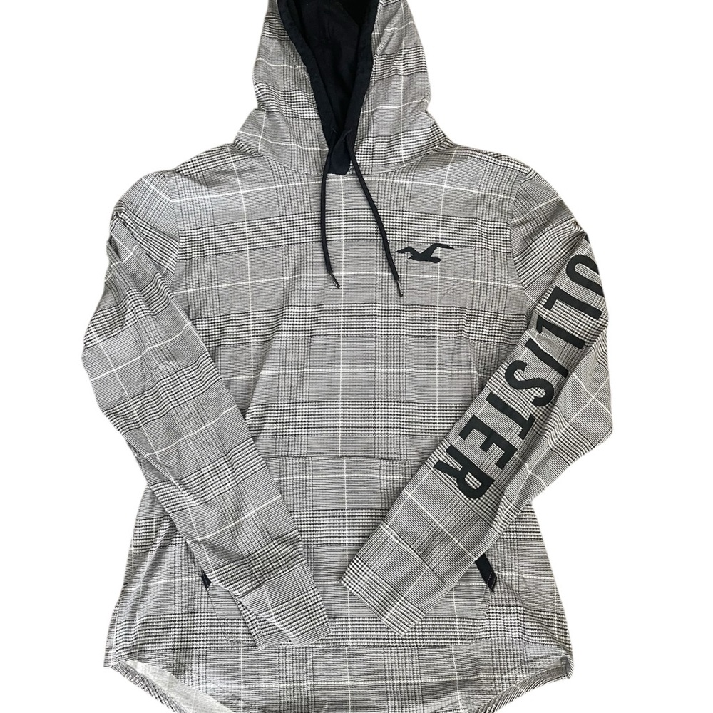 Hollister Gray Plaid Hoodie Shirt